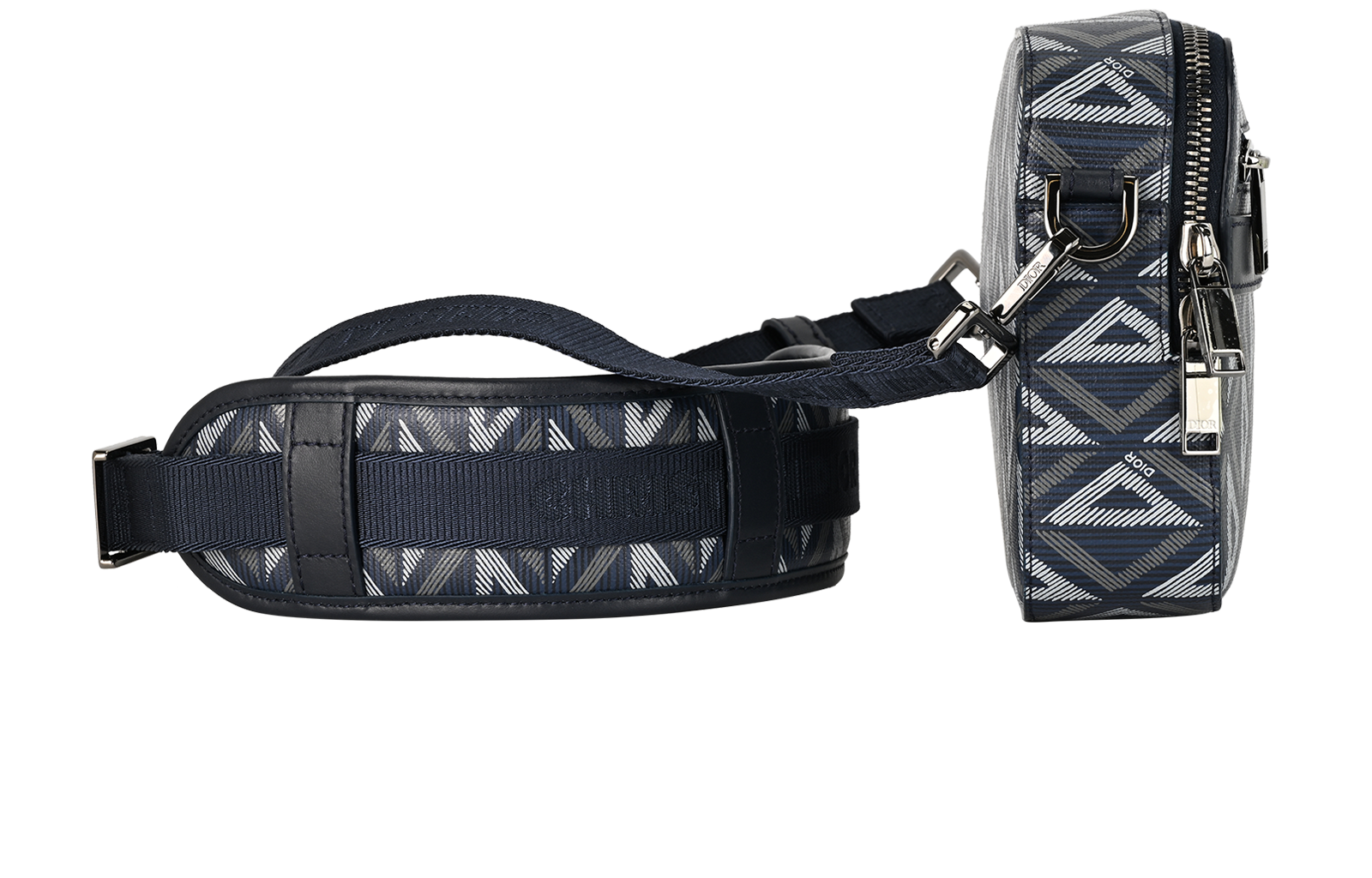 CD Diamond Print Safari Messenger, &pound;1,100, Handbags, Blue, Canvas, Side view